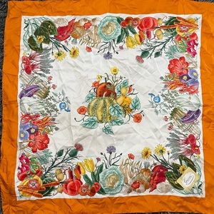 AUTHENTIC GUCCI Vintage Silk Scarf Accornero Ortaggi Vegetable Garden